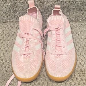 Adidas Pink and White Women's Sneakers, lightweight, stretchy 8
